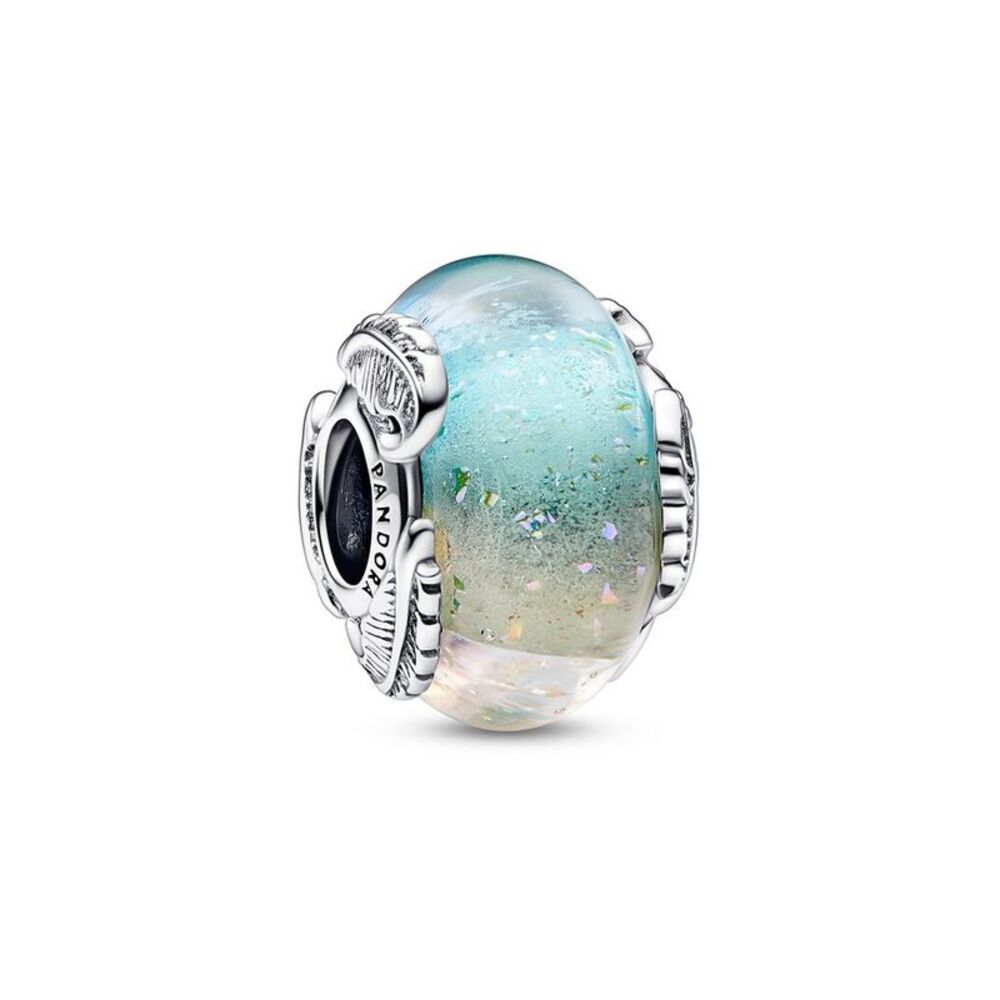 Pandora Moments Silver Murano Glass & Curved Feather Charm
